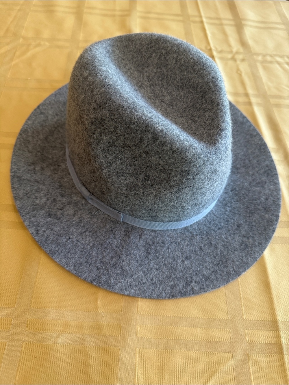 Gray Classic Unisex Fedora Hat Gray Ribbon Accent